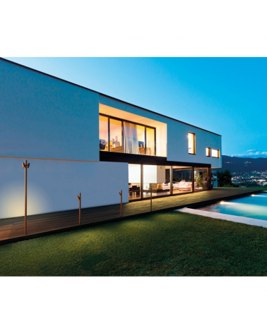 Outdoor beacon Tube 180 cm high finished in khaki with 2 rotating LED spotlights 4.5W 3000K IP55