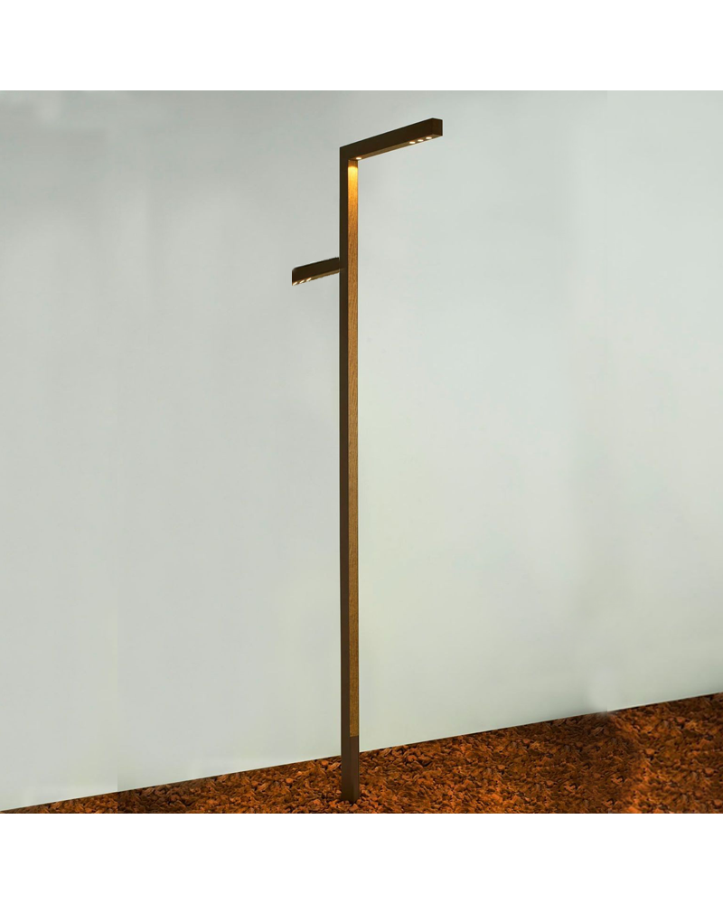 Outdoor street lamp 270cm high in aluminum and wood 2 LED 4x6,4W 2x6,4 3000K IP65