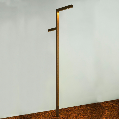 Outdoor street lamp 270cm high in aluminum and wood 2 LED 4x6,4W 2x6,4 3000K IP65