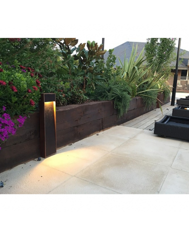 Zen outdoor beacon 50 cm high finished in corten and wood LED 4,5W 3000K IP55