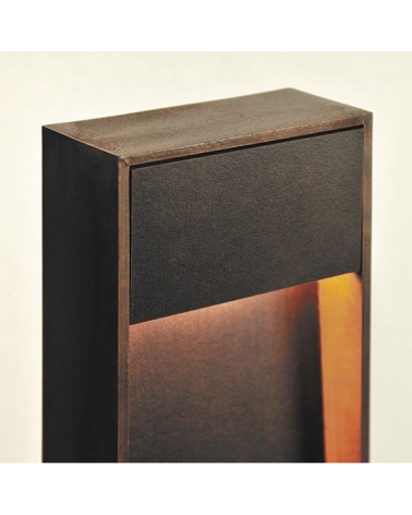 Zen outdoor beacon 50 cm high finished in corten and wood LED 4,5W 3000K IP55