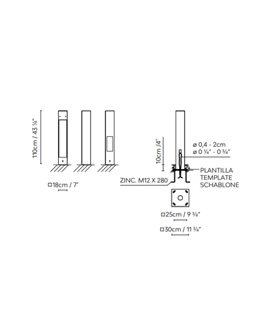 Outdoor beacon Topa 100 monolithic shape LED 32,1W 3000K IP65
