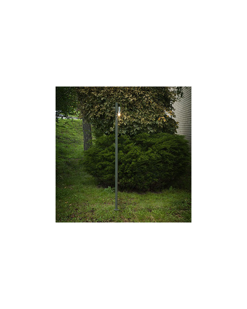Outdoor beacon Tube 180 cm high finished in khaki with rotating LED spotlight 4.5W 3000K IP55