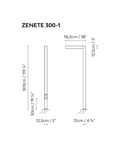 Zenete outdoor lamppost 300-1 303cm high galvanized metal LED 23.6W 3000K IP65