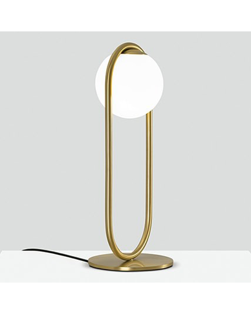 Lámpara de diseño de mesa en metal C_BALL T 50 cm con esfera de vidrio opal E14