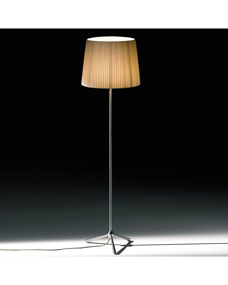 Design floor lamp 162 cm ROYAL F with stainless steel tripod. E27 23W pleated fabric lampshade
