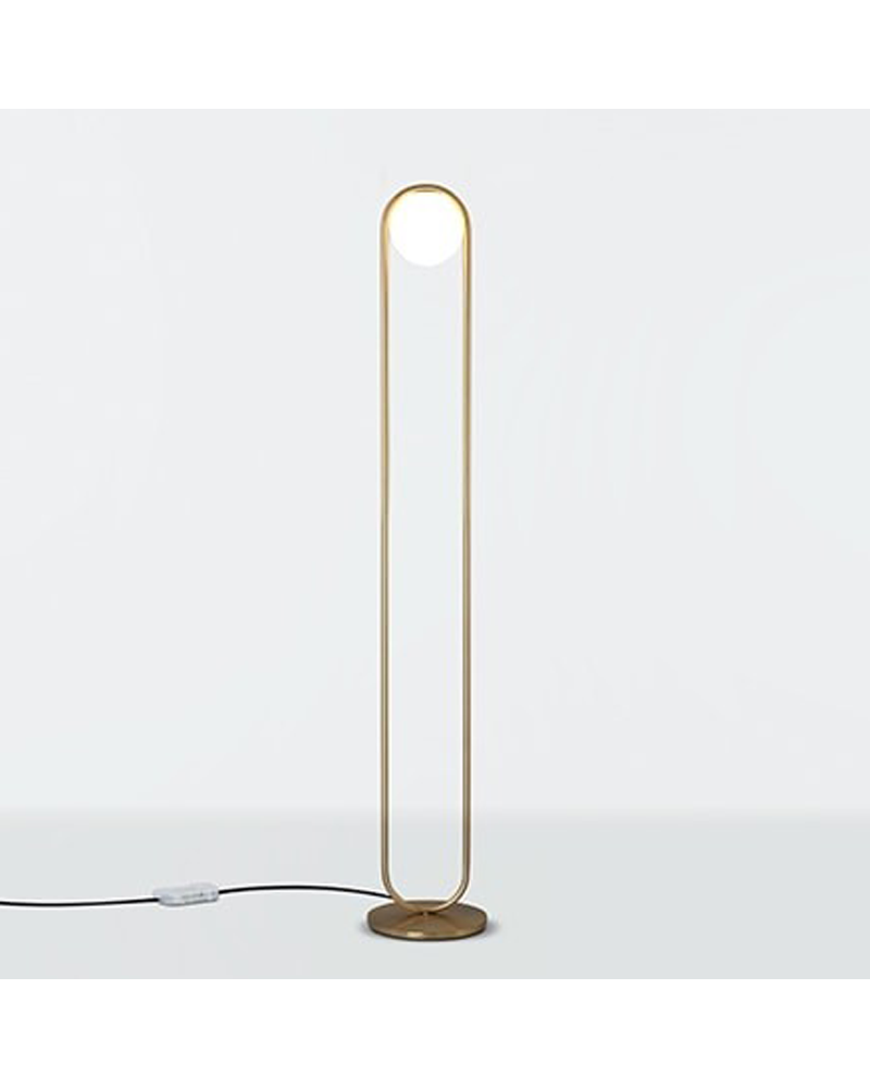 Lámpara de diseño de pie en metal C_BALL F 158 cm con esfera de vidrio opal  E14