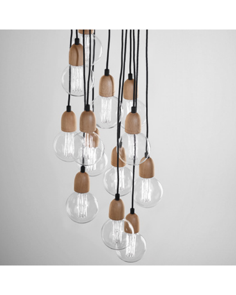 Design ceiling lamp ILDE WOOD MAX S13 with 13 wooden pendant LED 13x2W 2700k