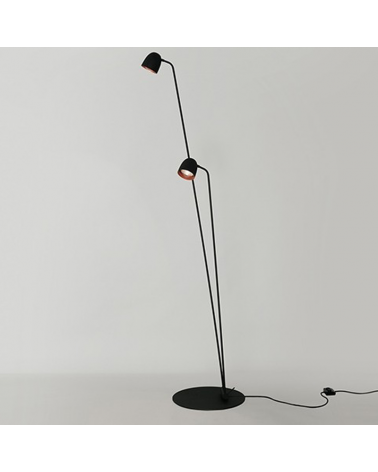 Lámpara de diseño de pie 220 cm SPEERS F LED 2x7W 2700K con dos cabezas lumínicas