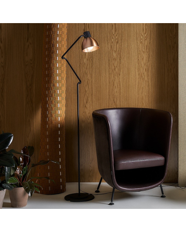 Design lamp articulated floor 113 cm BLUX SYSTEM F50 aluminum lampshade E27 11W