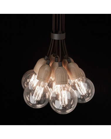 Design ceiling lamp ILDE WOOD MAX S13 with 13 wooden pendant LED 13x2W 2700k