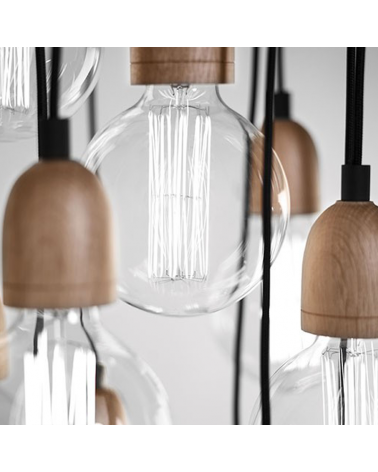 Design ceiling lamp ILDE WOOD MAX S13 with 13 wooden pendant LED 13x2W 2700k