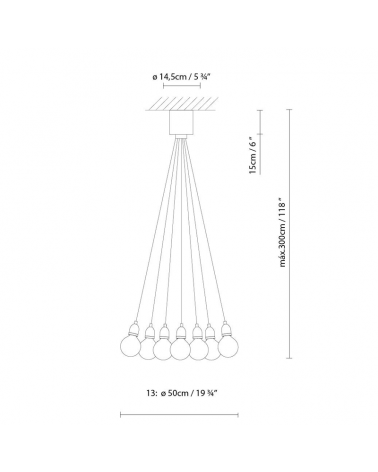 Design ceiling lamp ILDE WOOD MAX S13 with 13 wooden pendant LED 13x2W 2700k
