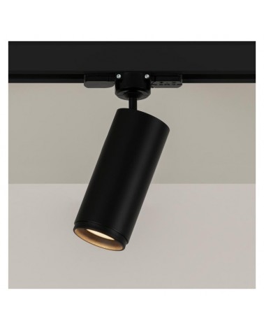 Smooth cylinder track spotlight GU10 with decorative steel ring LED 7W 2700K 665Lm dimmable oscillating three-phase adapter