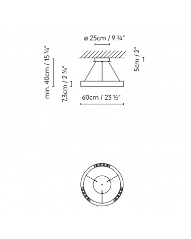 Design ceiling lamp R2 S60 FLAT CANOPY LED 3x18W 3000K in aluminum with rosette