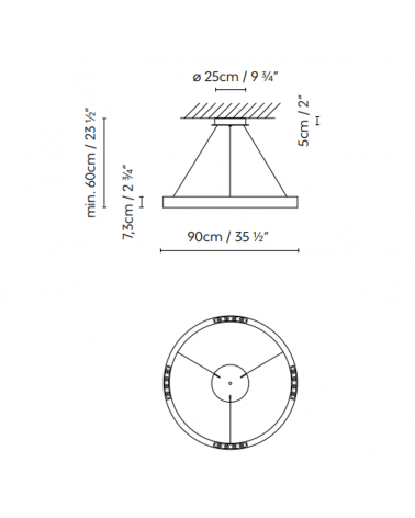 Design ceiling lamp R2 S90 FLAT CANOPY LED 4x18W 3000K in aluminum with rosette