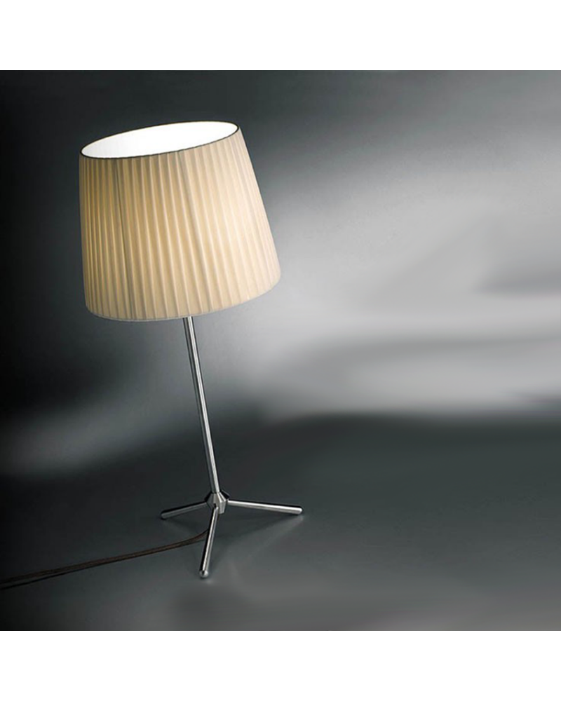 ROYAL F design floor lamp 200 cm with stainless steel tripod. E27 23W pleated fabric lampshade