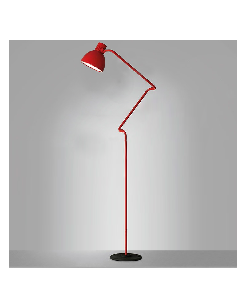 Design lamp articulated floor 113 cm BLUX SYSTEM F50 aluminum lampshade E27 11W