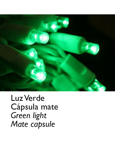 Guirnalda 12m y 180 LEDs verde cápsula mate, empalmable, IP65 apta para exterior