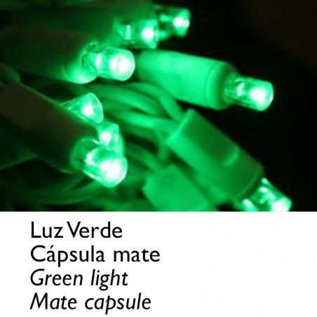 Guirnalda 12m y 180 LEDs verde cápsula mate, empalmable, IP65 apta para exterior