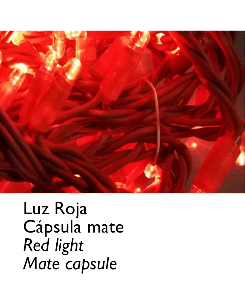 Connectable string light 12m  and 180 LEDs red matt capsule, jointable, IP65 for outdoor use