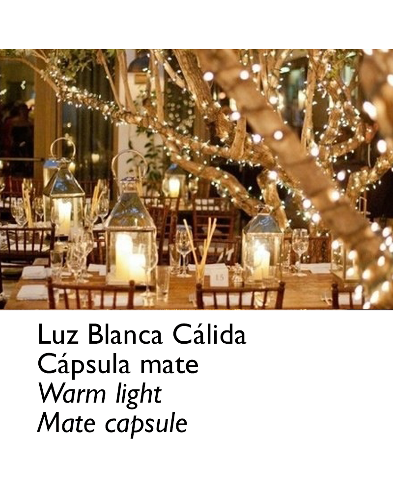 Connectable string light 12m  and 180 warm white LEDs matte capsule connectable IP65 for outdoor use