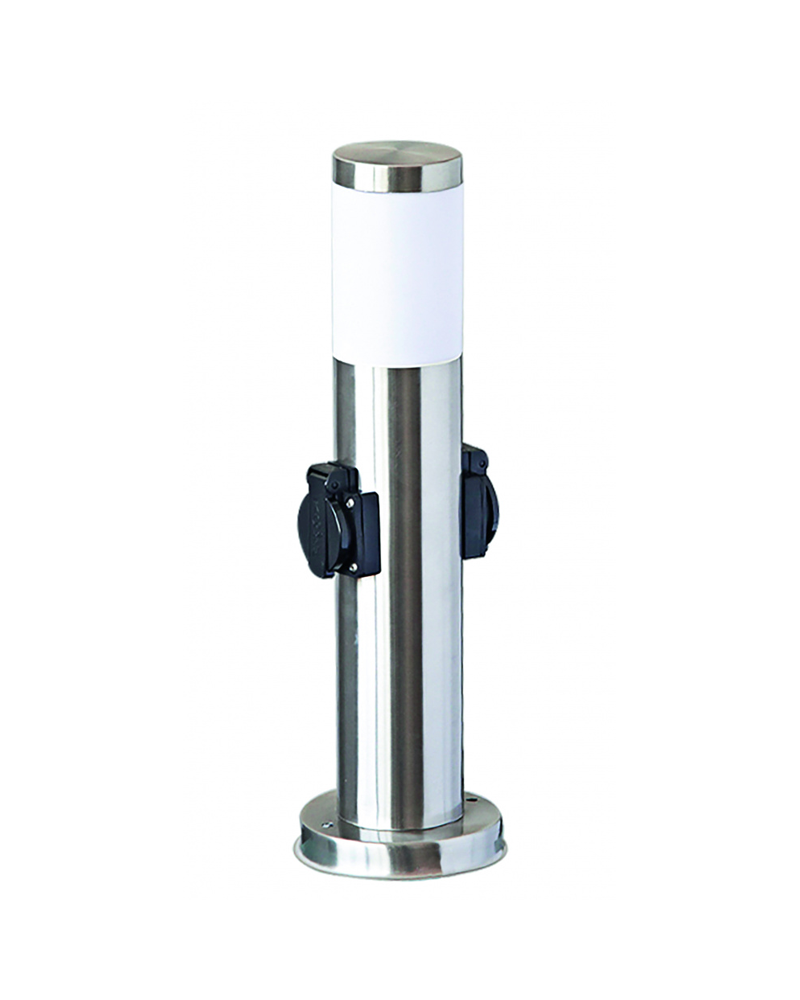 Stainless steel beacon IP44 chrome finish E27 cylinder shape with 2 watertight plugs