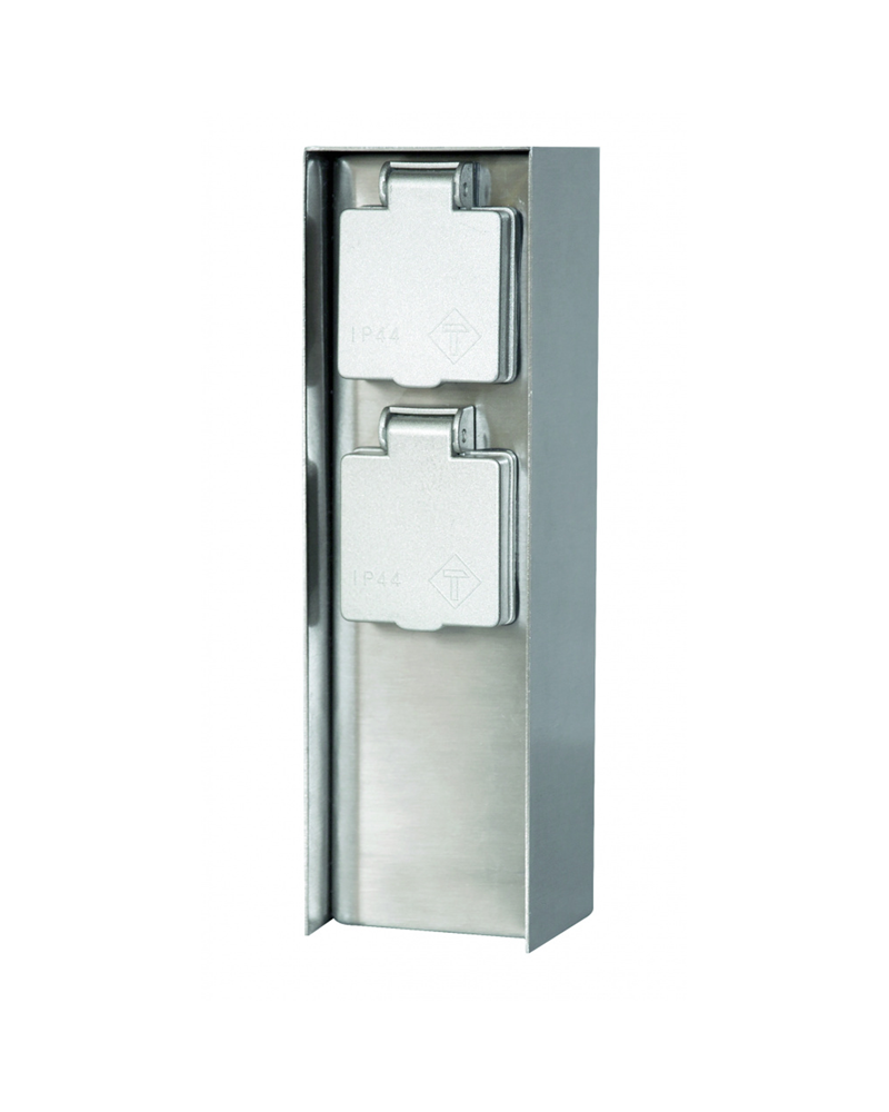 Stainless steel beacon 23 cm IP44 nickel finish with 2 watertight plugs