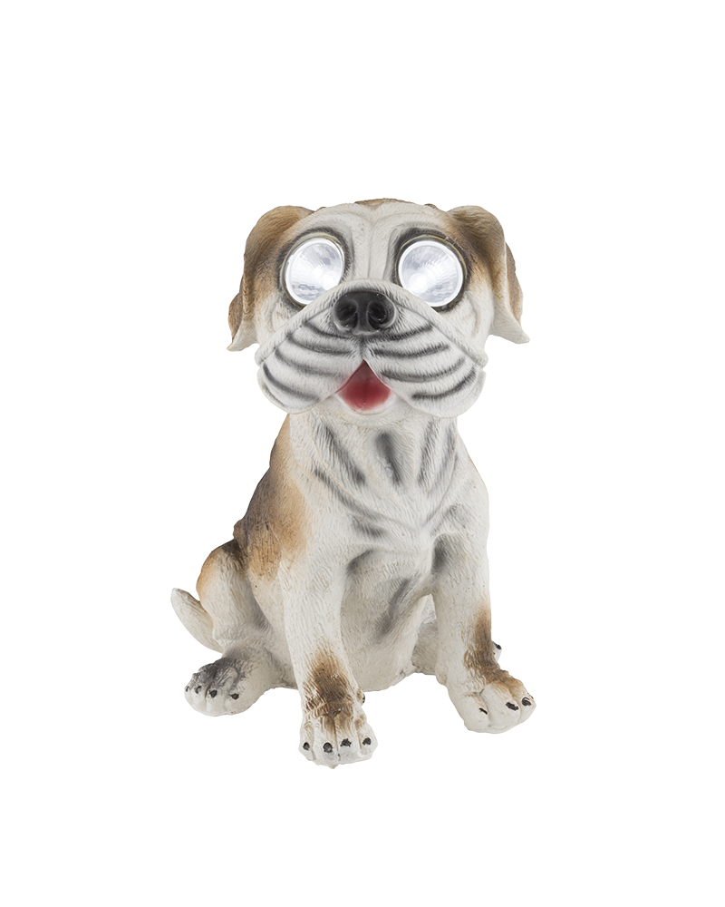 Brown and white dog shape solar lamp 28.5 cm