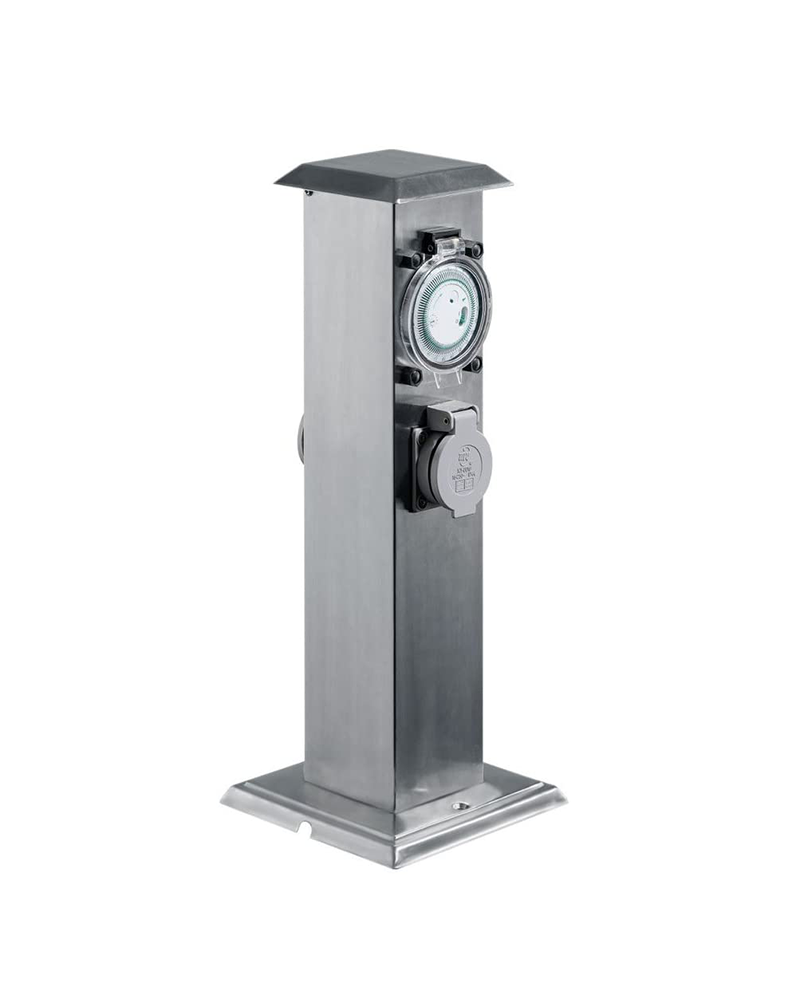40 cm stainless steel beacon IP44 gray finish with 2 watertight plugs with programmable clock