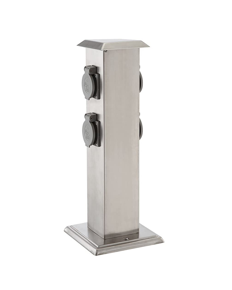 40 cm stainless steel beacon IP44 gray finish with 4 watertight plugs