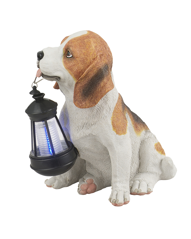 Brown dog shape solar lamp 26 cm