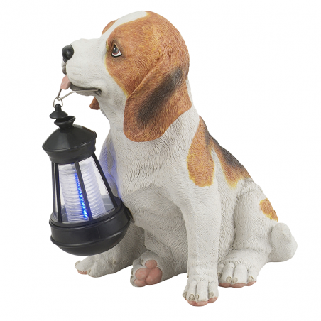 Lámpara solar forma de perro marrón 26 cm