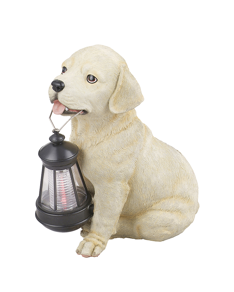 Lámpara solar forma de perro beige 25 cm