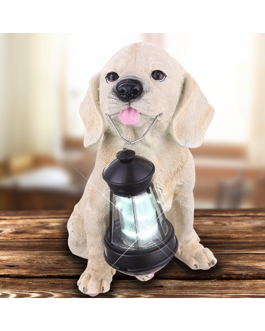25 cm beige dog shape solar lamp