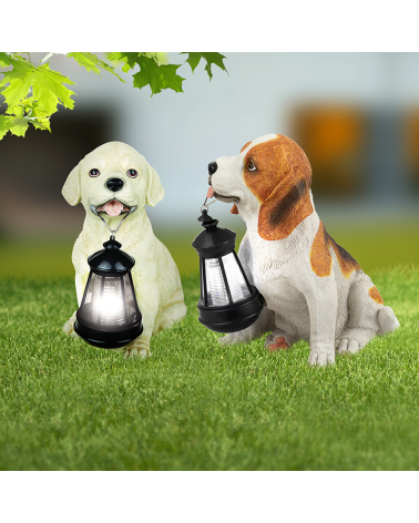 Brown dog shape solar lamp 26 cm