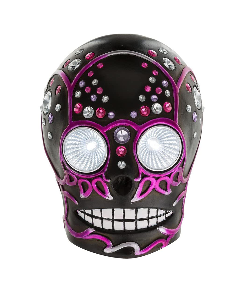 LED solar lamp with purple and black skull shape 16.5cm IP44
