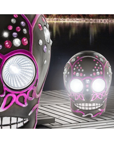 LED solar lamp with purple and black skull shape 16.5cm IP44