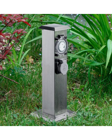 40 cm stainless steel beacon IP44 gray finish with 2 watertight plugs with programmable clock