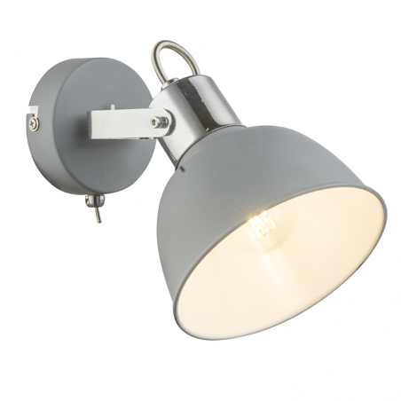 16cm wall lamp in chromed metal and gray finish E14 40W