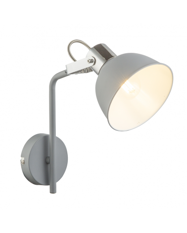 25.5cm wall light in chromed metal and gray finish E14 25W