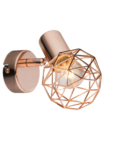 12.5cm wall lamp in copper finish metal E14 40W