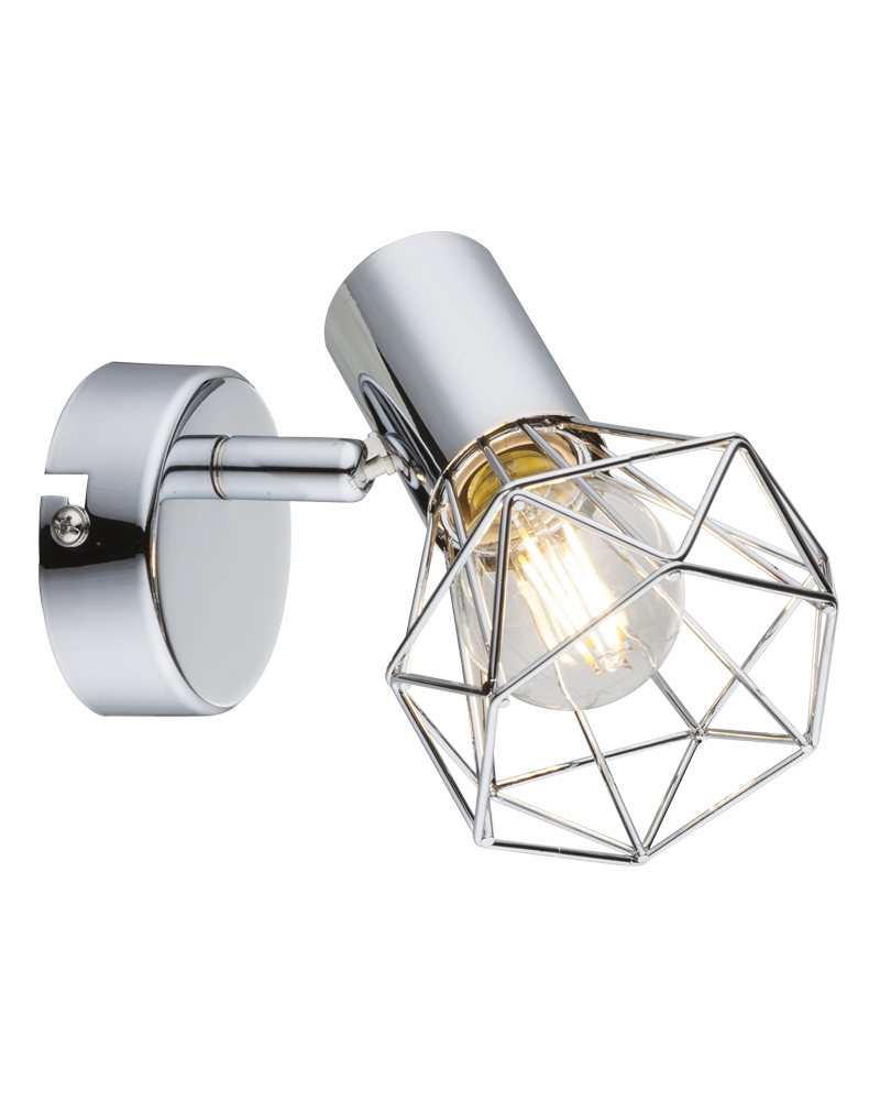 15cm wall lamp in chrome finish metal E14 40W