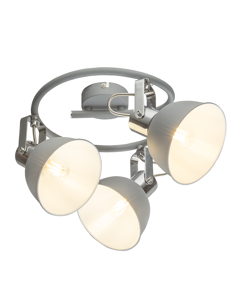 Circular ceiling light 25cm 3 spotlights metal comado gray finish E14 40W