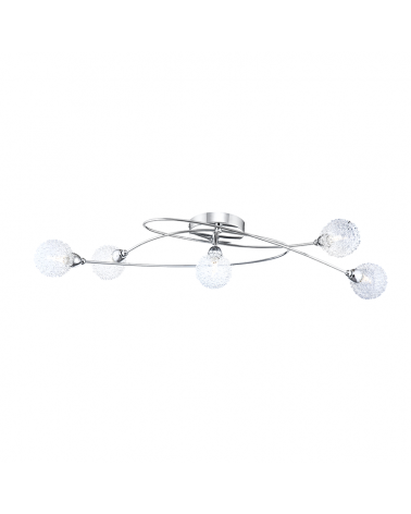 Ceiling lamp 5 lamps 76cm chrome color and transparent glass with aluminum mesh 33W G9 Bulb included
