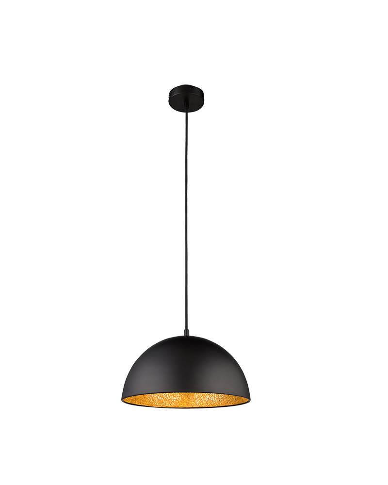 30cm designer ceiling lamp in metal with black finish, interior golden shade E27 60W