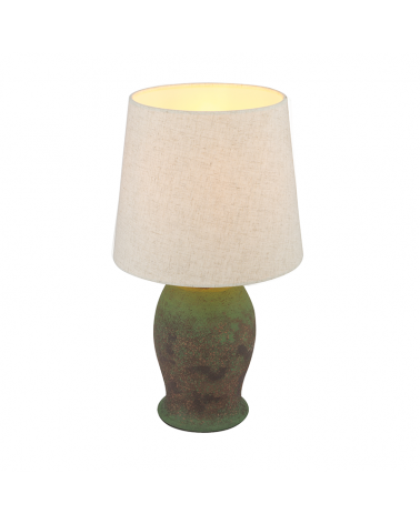 Lámpara de mesa de 45cm de cerámica y pantalla de tela marrón E27 60W