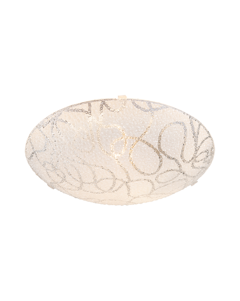 White 25cm ceiling lamp stamped glass E27 60W