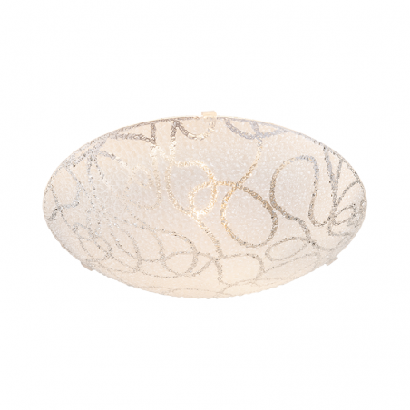 White 25cm ceiling lamp stamped glass E27 60W