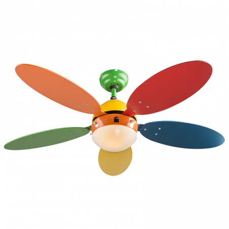 Ventilador de techo infantil multicolor 106.6cm con fuente de luz casquillo E14 50W